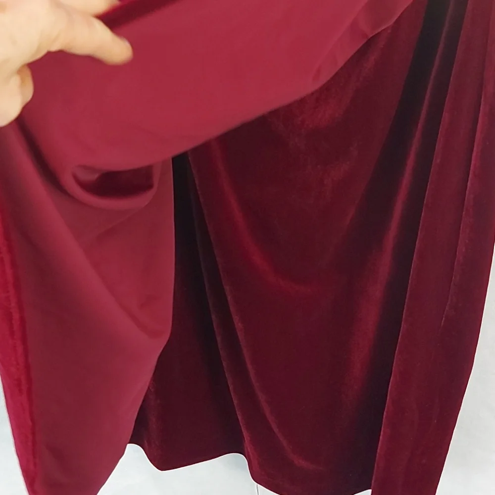 Vince Camuto Red Burgundy Velvet Halter Sleeveless Over Knee Dress 18 XXL # - Picture 9 of 13